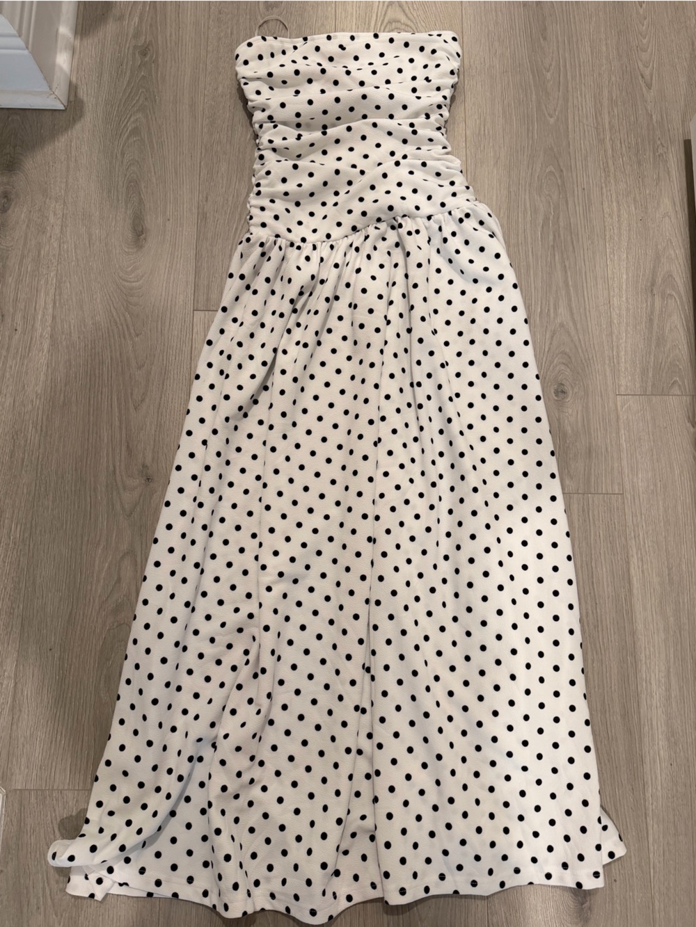 Strapless White Polka Dot Maxi Dress - XS - Picture 6 of 9